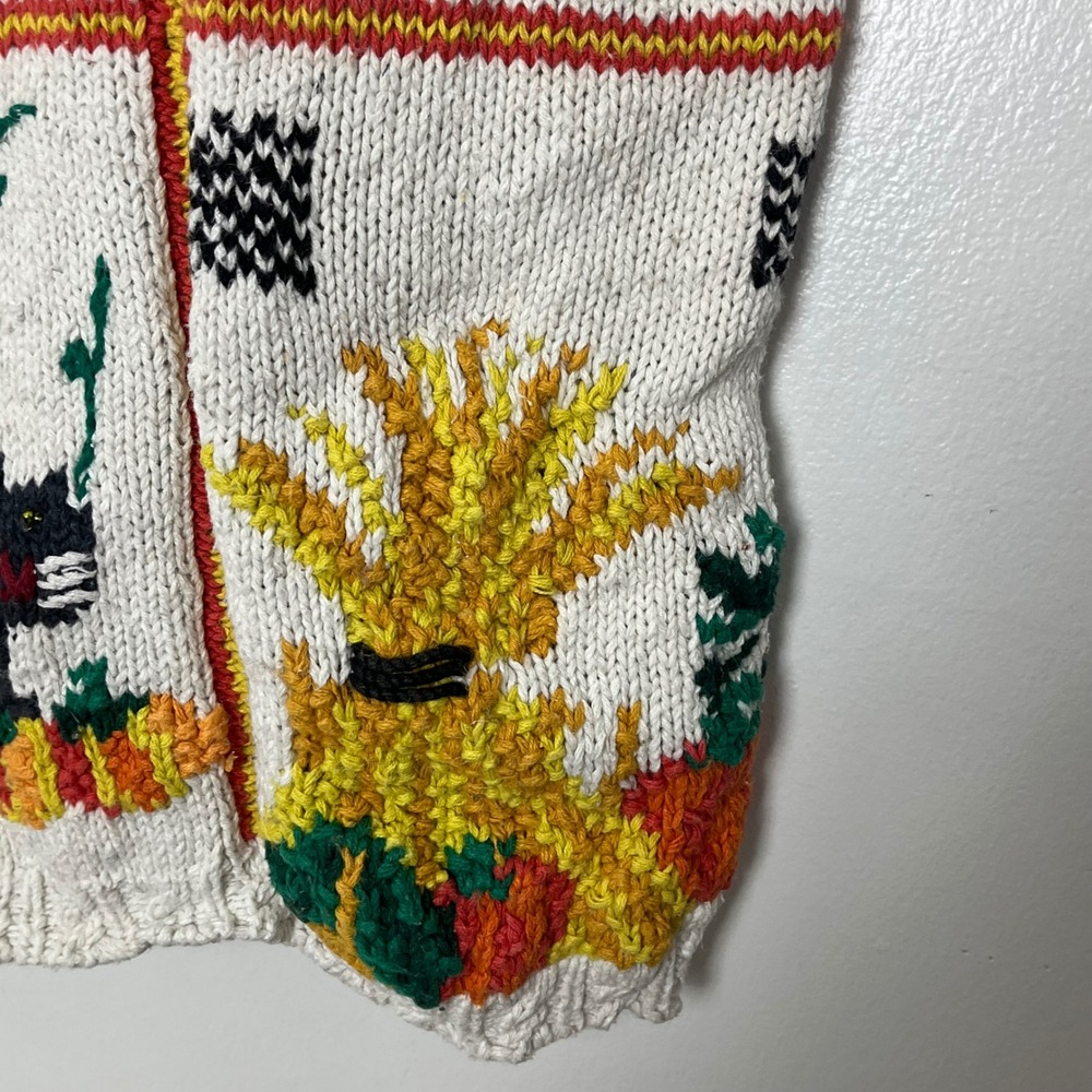Vintage 90s Halloween Black Cats Pumpkins Witch Owl Chunky‎ Sweater Womens L - Picture 12 of 12